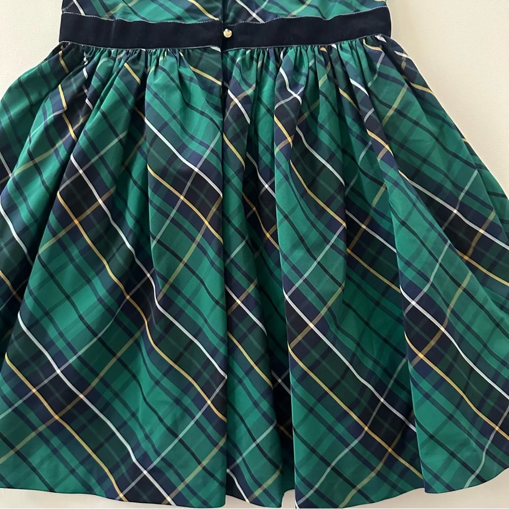 Janie and Jack Girls 10 Green Plaid Smocked Dress Holiday Christmas